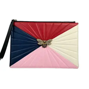 Pre-owned GUCCI Leather Clutches & Wristlets Queen Margaret Bee Multicolor Clutch