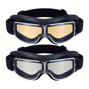 Vintage Pilot Style Riding Glasses, Unisex PC Frame & Lens, Decorative Eyewear for Cruiser, Suitable for Motorcycle Goggles Adventure, Outdoor Use Sports Cycling Sunglasses