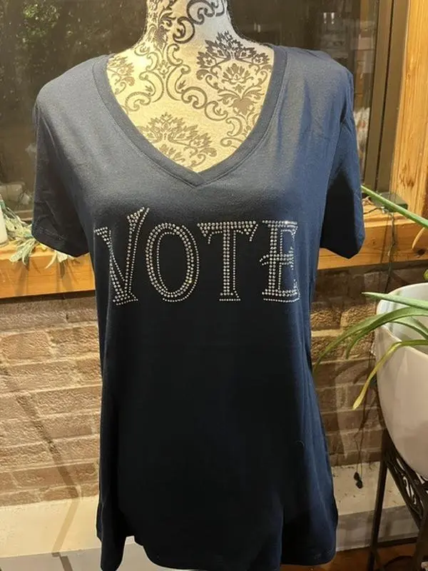 "VOTE" Rhinestone Vneck Tshirt