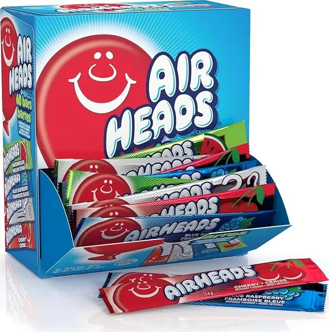 60 Count Airheads Taffy Variety Pack – Full-Size Assorted Fruit Flavor Candy 60 Count Airheads Taffy Variety Pack – Full-Size Assorted Fruit Flavor Candy