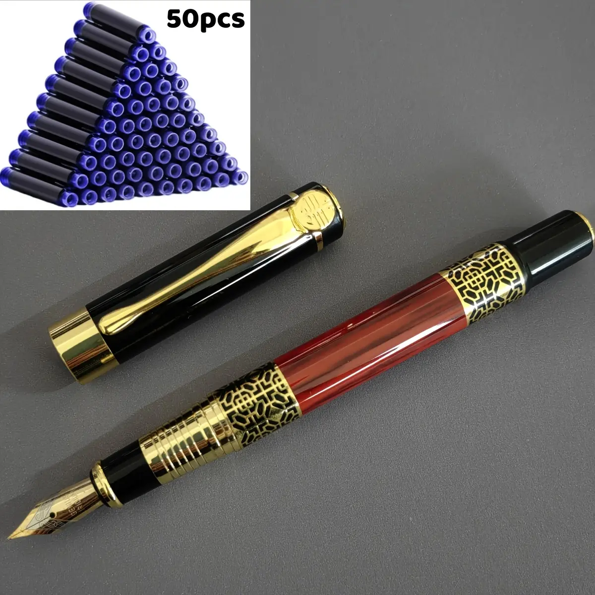 1 red ballpoint pen + 50 blue ink cartridges