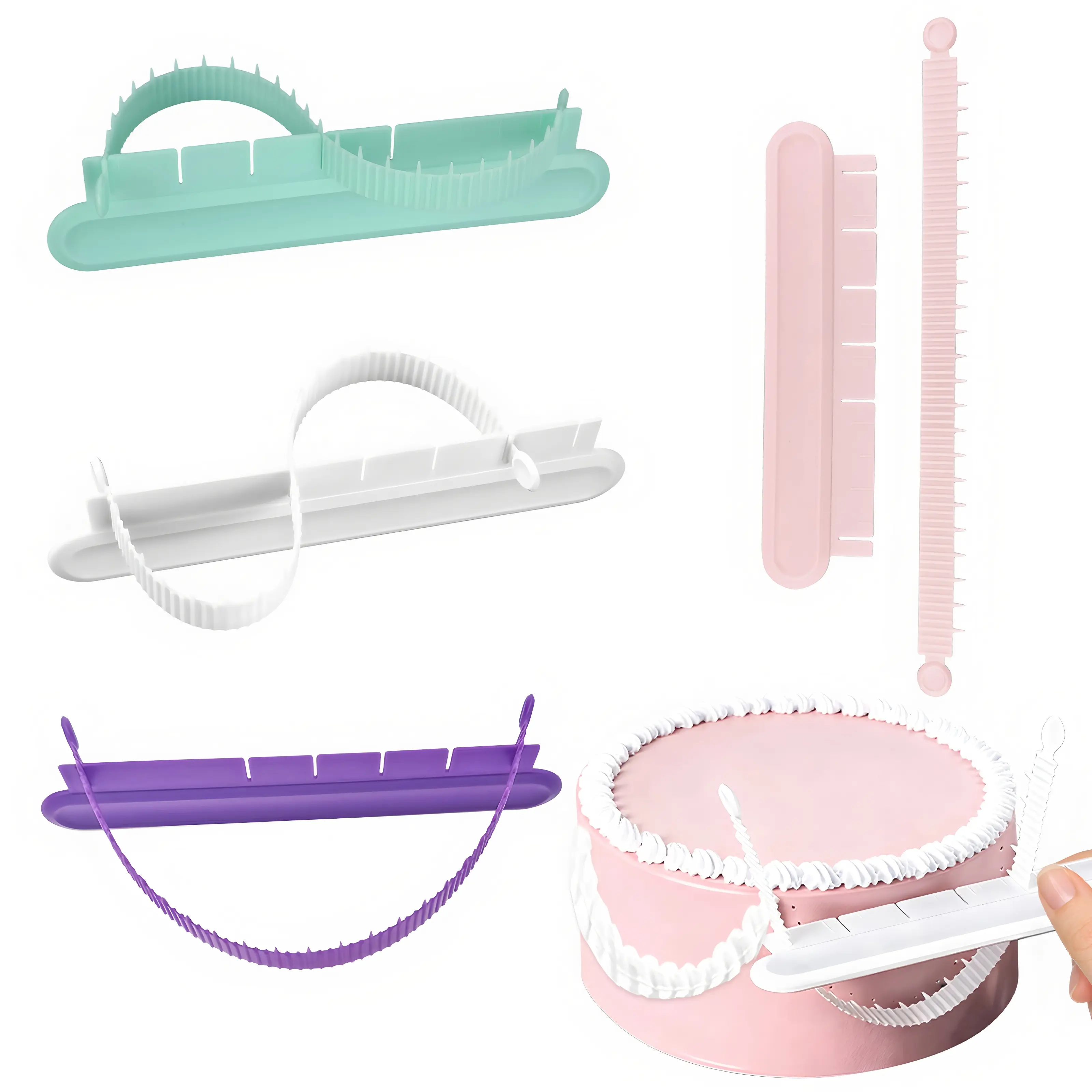 4PCS Cake Arch Guide Tool,Adjustable Fondant Cake Arc Ruler,Practical Baking Writing Swag Guide Gadgets Accessories,Decorative Marking Divider Aid,Pastry Decorating Supplies for Home Kitchen Bakeries