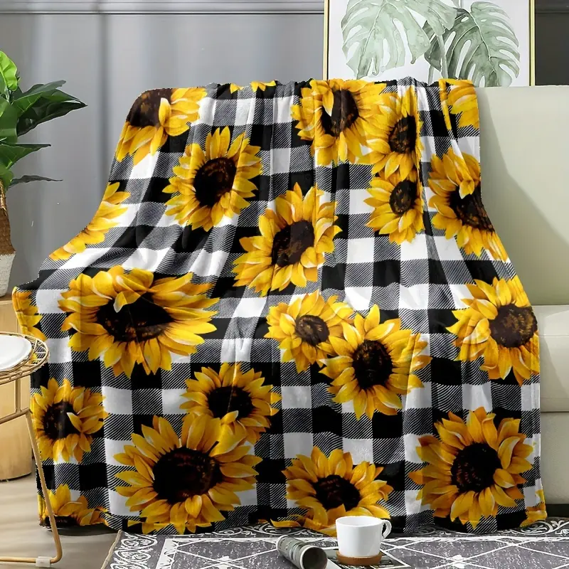 Soft Sunflower Flannel Bedding, 1pc 280GSM Soft All-Season Use Flannel Sofa Air Conditioner Gift Item, Soft Bedding