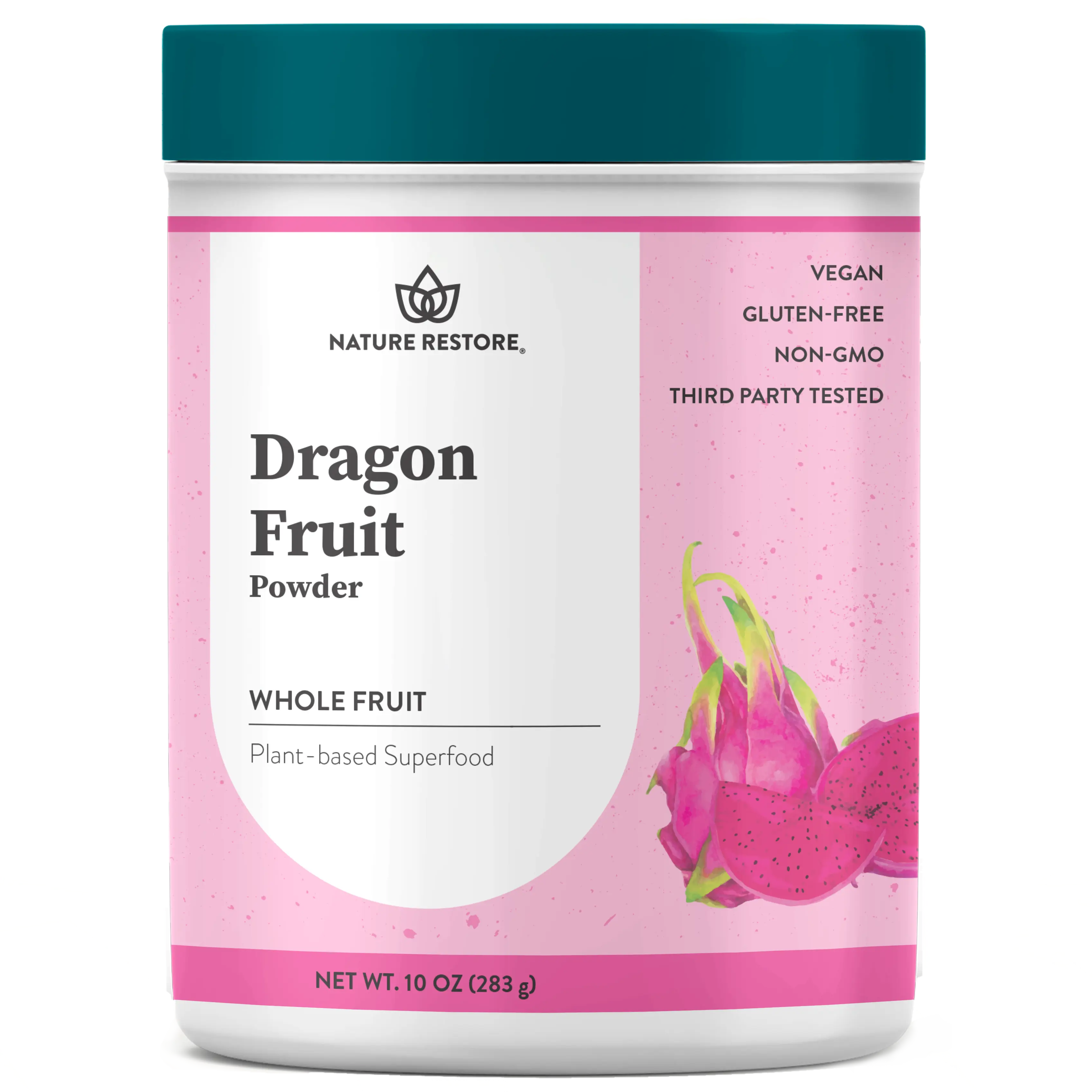 Nature Restore Pink Pitaya Powder Dragonfruit Whole Fruit Vegan Gluten-Free Non-GMO Superfood 10 Oz 283g - Healthcare Sugar Dietary