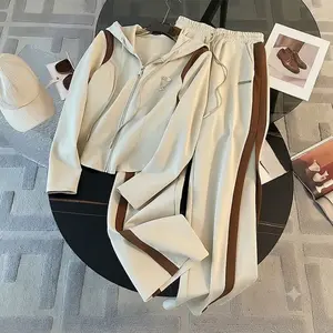 Vintage Urban 2 Piece Hoodie  Wide Leg Pants Set  Casual Sporty Matching Outfit for Women