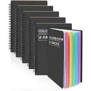 Colored Paper Spiral Notebook 6 Packs 5x7 Inches Small Journals College Ruled Durable Cover Thick Paper for School or Office, 102 Sheets/204 Pages for Students Women
