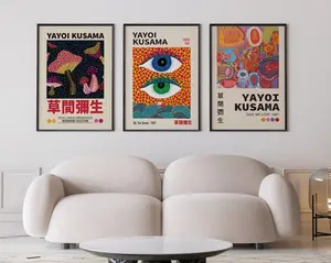 Yayoi Kusama Poster Set of 3, Japanese Gallery Wall Art Set, Yayoi Kusama Print Set
