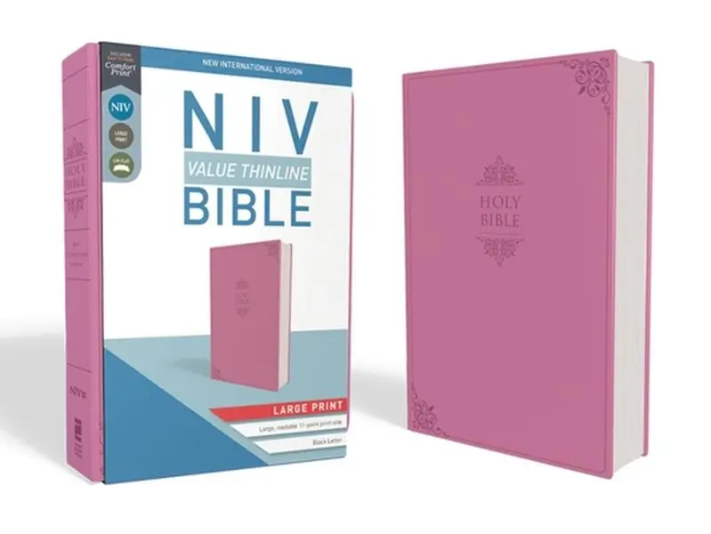 USED Book - NIV, Value Thinline Bible, Large Print, Imitation Leather, Pink by Zondervan (Imitation Leather) - english