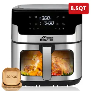 Upgraded 8-in-1 Square Nonstick Basket Air Fryer 8.5QT Smart Touchscreen 8 Presets Oilless Dishwasher Safe Multifunctional Cooker for Family & Parties