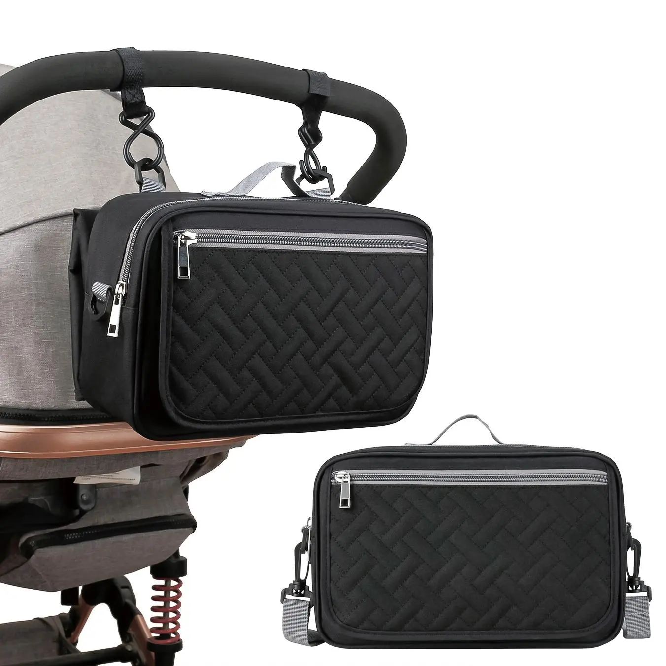 2 in 1 Baby Diaper Bag with Changing Pad, Portable Waterproof Baby Stroller Container, Mini Travel Diaper Bag for Outdoor, Multifunctional Diaper Bag