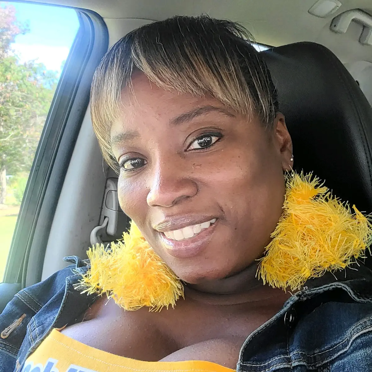Yellow Eyelash Tassel earrings