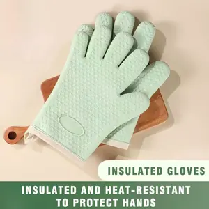 Oven Insulated Silicone Gloves Heat and Scald Resistant Abrasion-Resistant Non-Slip Washable Easy to Clean for Microwave Oven Kitchen Baking Festival Gift for Mom Bakeware