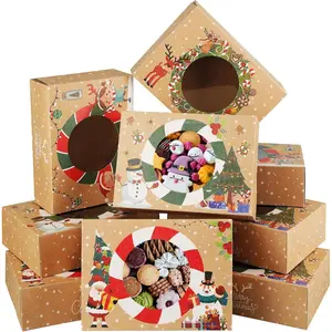 12-Piece Christmas Cookie Gift Set, Lidded Christmas Cookie Jar, Window-View Holiday Cookie Box, Christmas Dessert Gift Box Suitable for Pastries, Desserts, Cupcakes, Mini Cakes, Candies, and Donuts