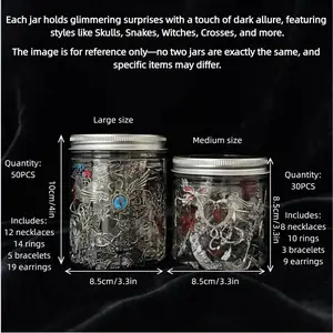 Brightside Minimalis GM Gothic Witch Mystery Jewelry Jar  Costume Jewelry Set ,Rings, Necklaces, Earrings & Bracelets , Daily Surprise Gift Gothic Box