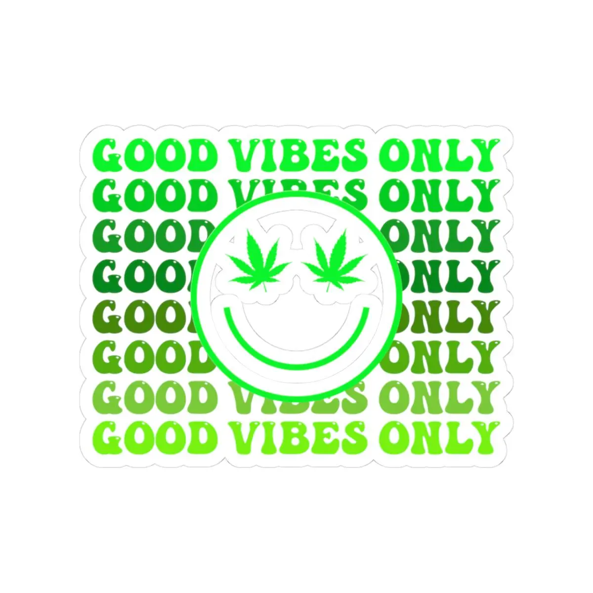 ColorFlow | Good Vibes Only Weed Sticker Waterproof Vinyl Cannabis Leaf Smiley Face Stoner Decal for Laptop Tumbler Blunt Box Gift