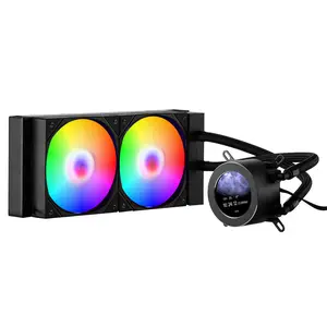 VEVOR CPU Liquid Cooler, AIO CPU Water Cooler - 120mm PWN Fans & Pump, Customizable Black PC Liquid Cooler with 2.1'' LCD Display & ARGB light, for Intel 115X/1366/2011/1700/1200, AMD AM4/AM5