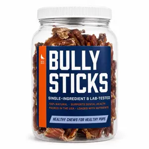 <NEW PRODUCT!> Bully Bites Jar (1 Pound) Healthy, All-Natural, Dog Chew - Low Odor - Mixed Shape and Sizes (1-3”) - Lab-Tested, Hand-Inspected and Packed with Love in The USA < 1-3” BULLY BITES JAR 1 POUND >