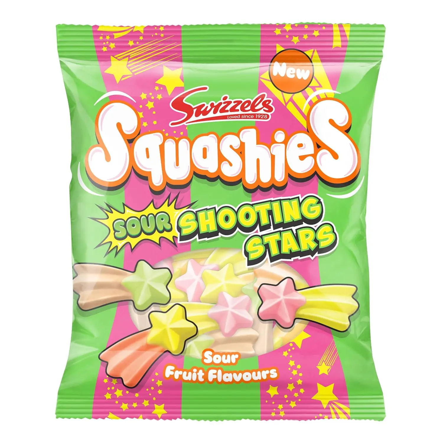 Swizzels Squashies Sour Stars 100g, Sour Shooting Sweets (Pack of 1)