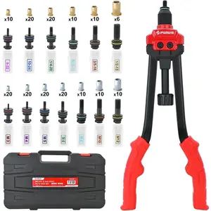 Rivet Nut Gun Kit, 214PCS Metric & SAE Threaded Insert Tool Set, Quick Release Mandrel System, Duty Rivnut Tool for Automotive & Metalworking