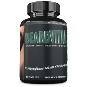 BEARDVITAL Beard Growth Supplement for Men – Beard Vitamins with Biotin, Collagen, Keratin, MSM, Hyaluronic Acid & Zinc – Supports Fuller Thicker Beard, Hair, Skin & Nails – Men’s Beard Vitamins
