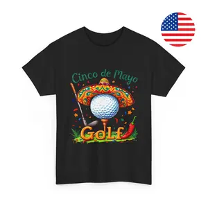 Cinco de Mayo Golf Ball With Sombrero Margarita Golfer T-shirt Mexican Festival Women Men T-Shirt