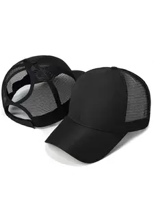 Solid Color Mesh Back Ponytail Baseball Hat for Women, Breathable High Ponytail Hole Truck Driver Cap, Americana Trucker Hat, Summer Sun Protection Hat