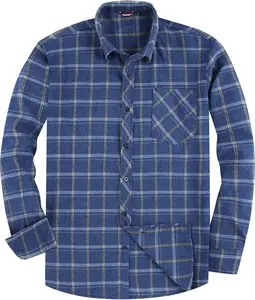Men's Flannel Shirts Long Sleeve Button Down Plaid Casual Shirt Regular Fit with Pockets - Soft Cotton Comfortable for Daily Wear