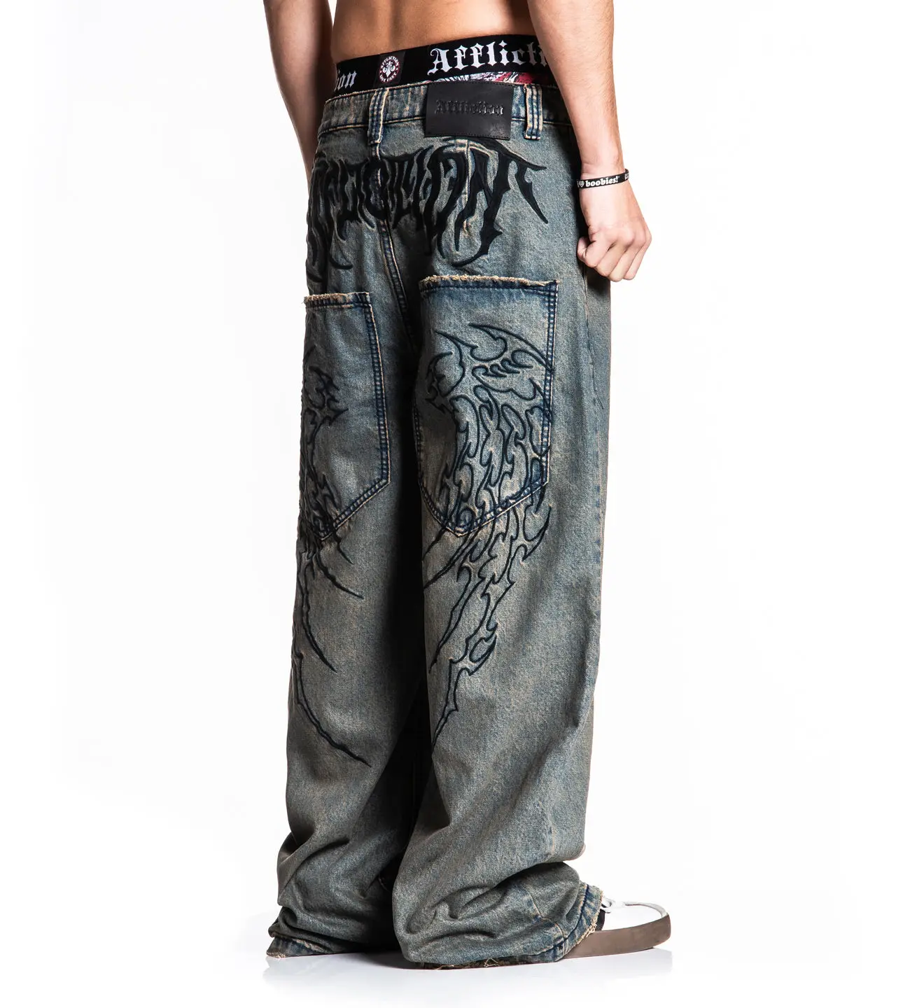 Affliction Men's Extra Wide Denim Tribal & Wings Affliction Men's Extra Wide Denim Tribal & Wings