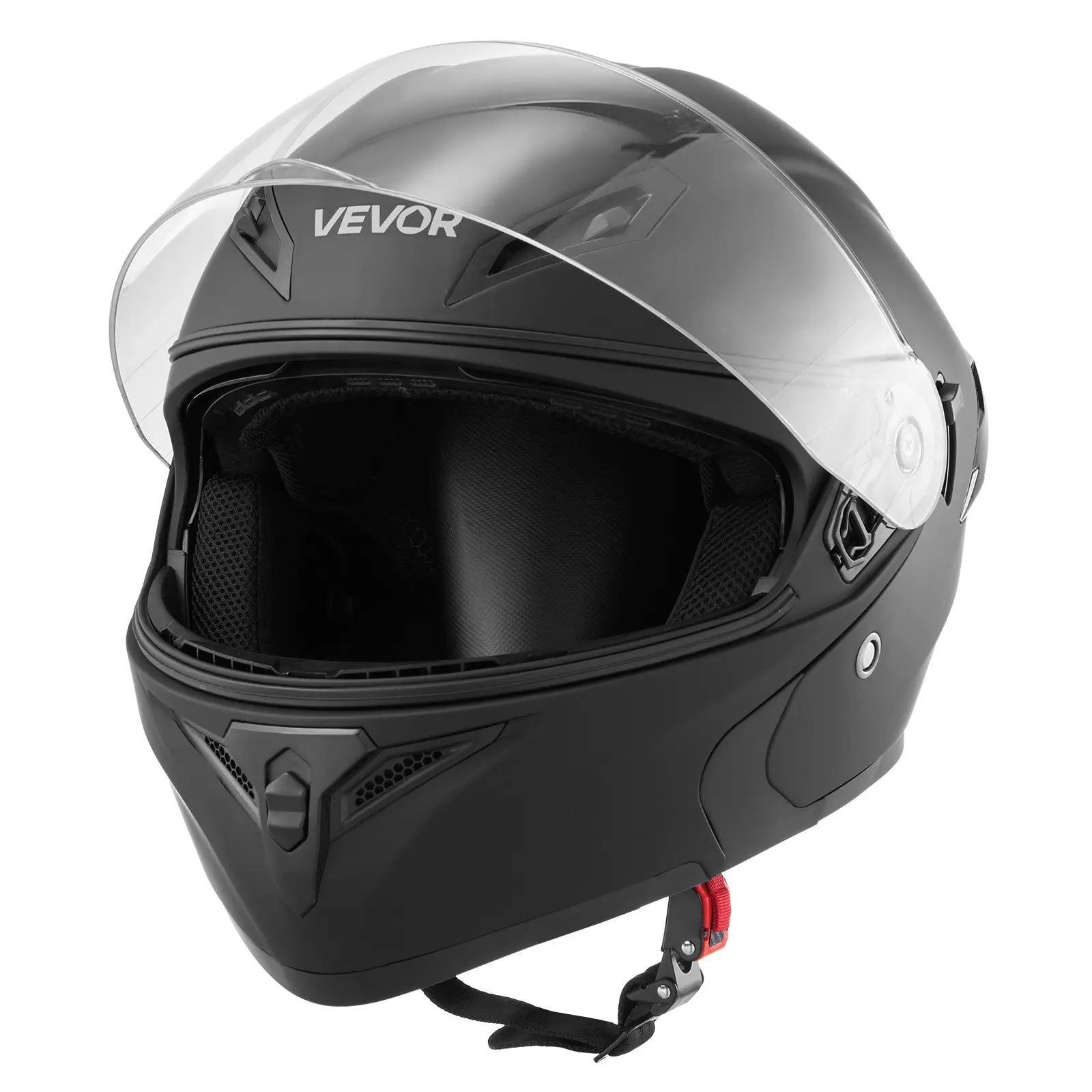 VEVOR Motorcycle Helmet, Modular, Adult Motocross Dirt Bike Helmet with Large Clear Visor, Comfortable Motorbike Racing Street with Detachable Liner for Men & Women, DOT Approved, (Matte Black, M)