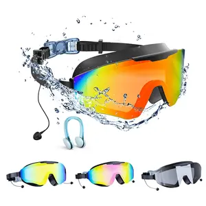 Outly 2 Pack Swim Goggles with Earplugs for Adult Kid 4-12 Men Women, Anti-fog UV Protection No Leak 180° Wide View Clear Vision Pool Goggles,summervibes