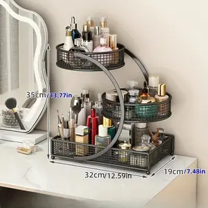 1pc Varnished Metal Cosmetic Organizer