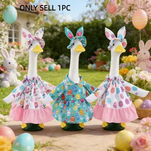 2-Piece Easter Bunny Goose Costume Set, Fits 23-Inch Goose Statues with Fun Dress & Hat, Perfect for Outdoor Easter Garden Decor, Garden Ornament