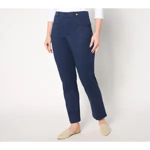 Joan Rivers Petite Stretch Twill Straight Leg Ankle Pant with Seaming