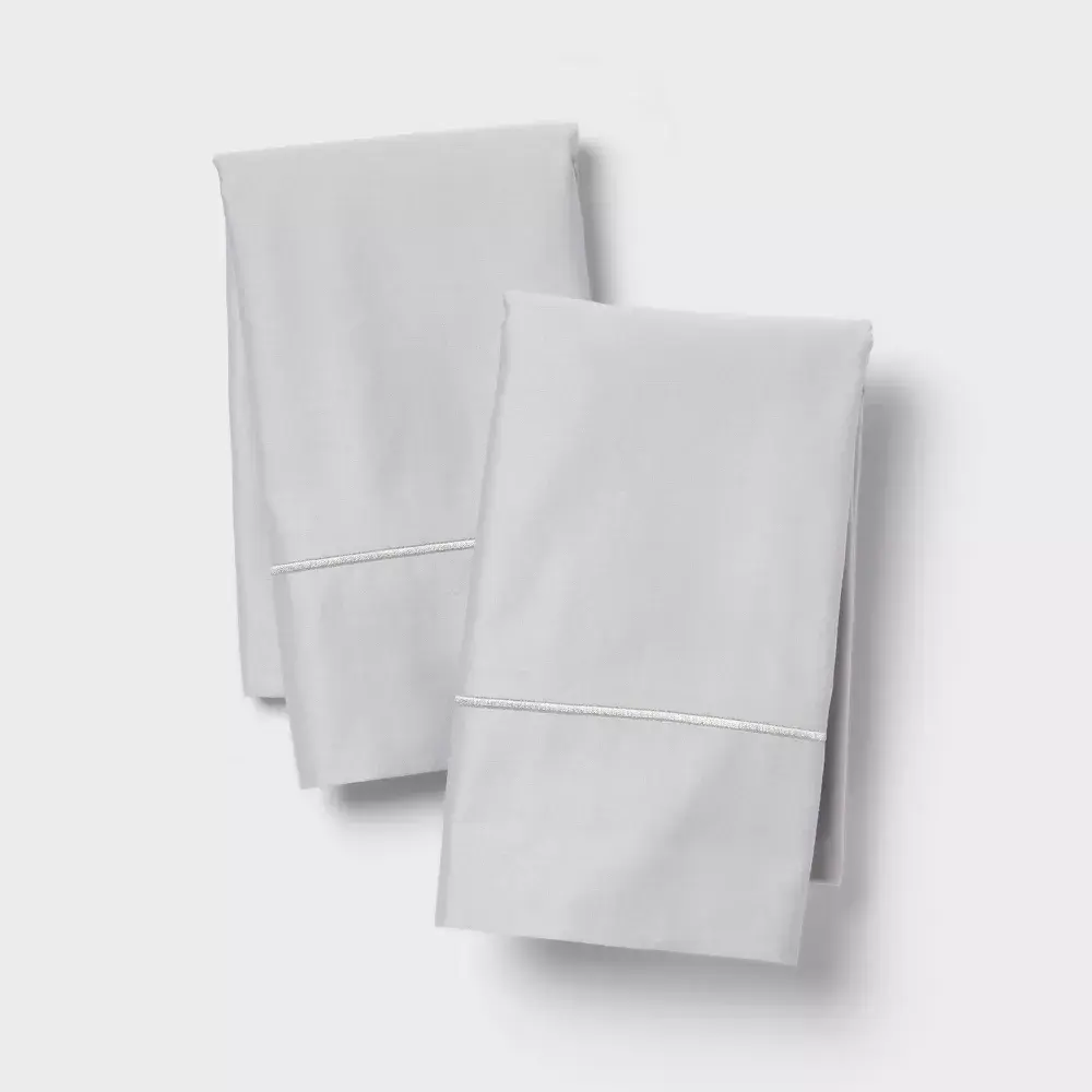 King 800 Thread Count Hotel Collection Single Barratta Pillowcase Light Gray - Threshold