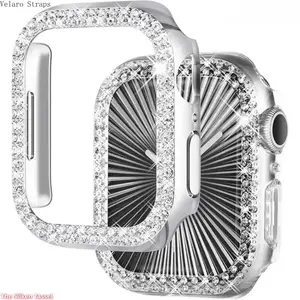 2PCS Glitter Diamond Protective Bumper Case for Apple Watch 38/40/41/42/44/45/46/49mm, Anti-Scratch Cover for Series 1–11/SE (Case Only / Case + Tempered Glass)
