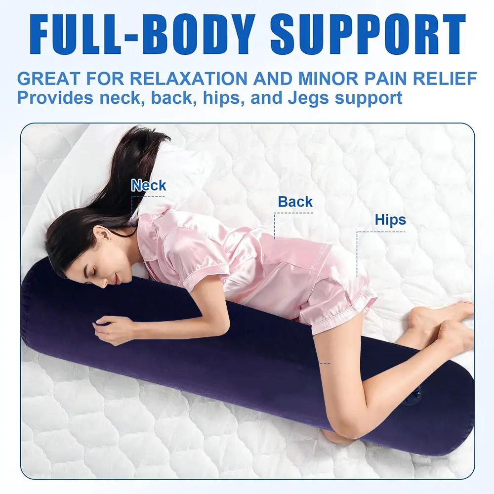 Standard Size Sleep Low Pillow, Extra Large 1 Meter Long Adult Side Sleeper Cylindrical Cushion, Soft Inflatable Comfortable All Seasons Supportive Bolster