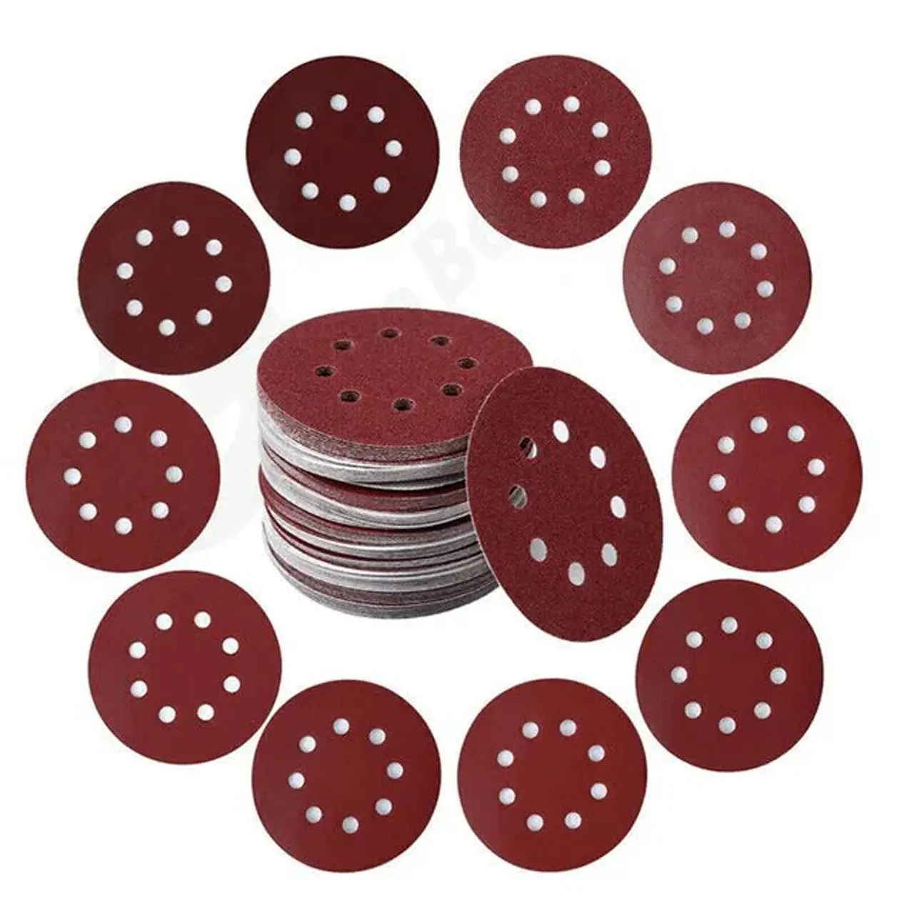 150pcs 5-in Hook-and-Loop Orbital Sander Sandpaper Discs, 60-600 Grit, 8-Hole Alumina Durable Abrasive for Metal Paint Stripping Rust Removal, Wood