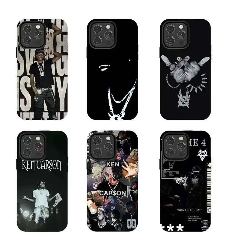 Ken Carson Phone Case Set, 6 Designs Dark Hip Hop Aesthetic Covers Custom Fit for iPhone 17, 16, 15, 14, 13, 12, 11 Pro Max Plus, Gift for Rap Fans Opium Core Ken Carson Vibe Ultimate Protection Bumper