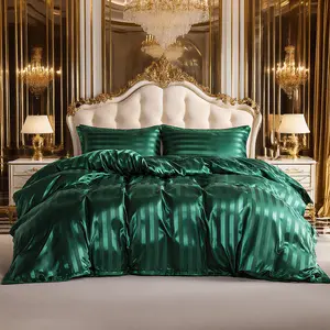 [New Arrival] NTBAY 3Pcs Striped Satin Duvet Cover Set, Italian Style Luxury Bedding Sets, Include 1 Duvet Cover& 2 pillowcases, Silky Soft& Cozy Room Decor, Comfy Bed Sets, Gift Idea