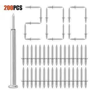 LOZLIN 200PCS Invisible Double-Headed Nails for Wall Mounting Baseboard Door Panel Mirror Photo Frame No Tools Needed Easy Install Hidden Solution Stability Versatile Quick