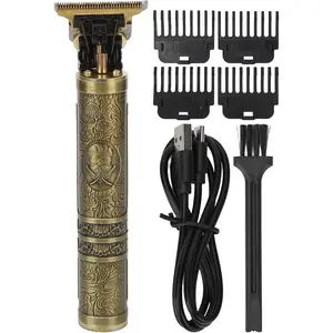 Vintage Golden Engraved Professional Hair Clipper – Compact Electric Trimmer for Barber Salon and Home Grooming