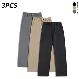 3PCS Men's Casual Suit Pants, Straight Leg Business Trousers, Breathable & Wrinkle-Resistant, Perfect for Work & Daily