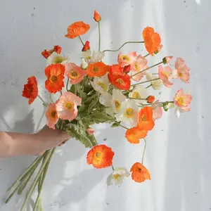 Artificial Poppy Flowers, 8 Bundles Faux Poppies with Stems for Floral Arrangements - Wedding, Home, Office, Party Table Centerpiece Decor, Home Decor, Gift, Vibrant Faux Flowers