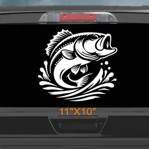 Jumping fish car decal, fishing themed sticker, outdoor adventure vinyl truck decal, angler gift, fisherman decal, nature lover, fishing accessories, country