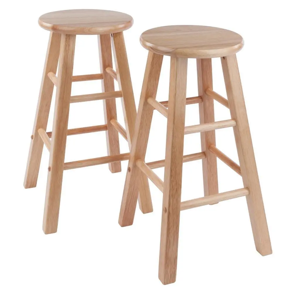 Natural Solid Wood Kitchen Stools Set of 2, Bar Chairs for Counter Seating