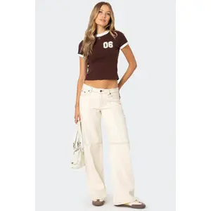 Contrast Stitch Low Rise Baggy Jeans