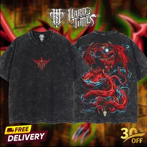HardTimeClothing - Slifer the sky dragon- Osiris Yugioh Retro Vintage Unisex Oversize Anime Manga Acid Washed Heavyweight Cotton T-shirt, Anime Merch, Gift For Anime Fan. Clothes Oversized