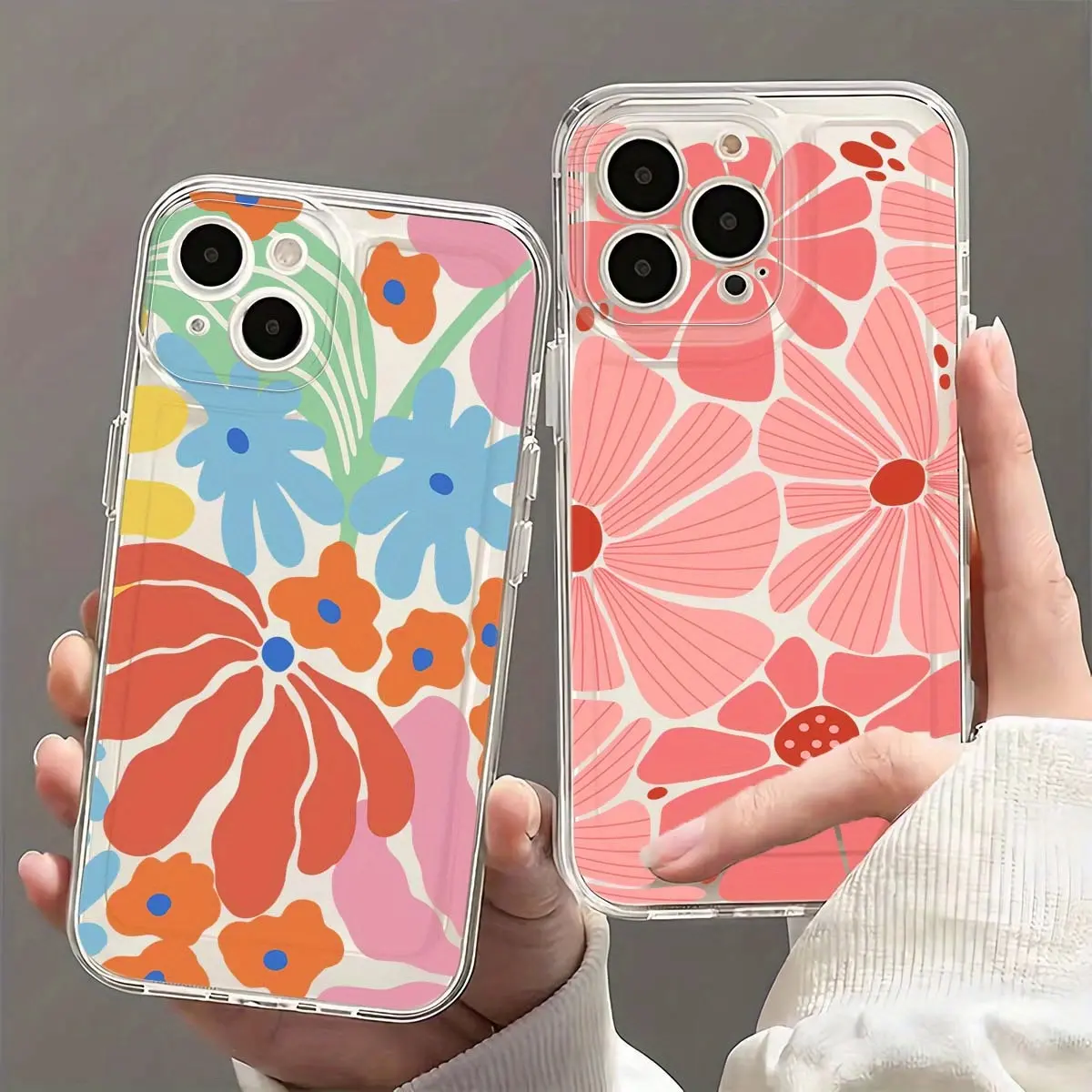 Colorful Clashing Floral Collection Couples Phone Case A145 for iPhone 16/15/14/13/12/11/Plus/Pro/Pro Max Series - Shockproof Case, Stylish Design