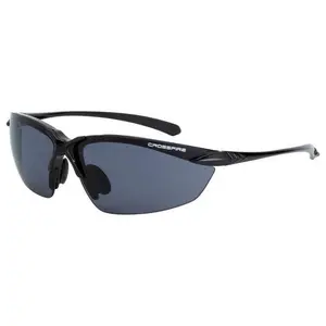 Crossfire Sniper Safety Glasses Black with Polarized Smoke Lenses