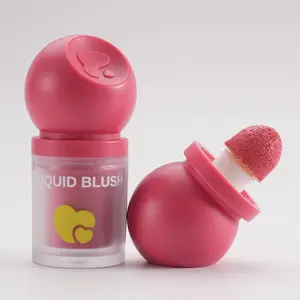 1/2pcs Liquid Matte Blush & Lip Tint With Brush - Long-Lasting High-Saturation Red-Pink Shade, Creamy Formula For Natural Brightening, Buildable Coverage, Slightly High Quality, Cheek & Lip Dual Use, Lightweight Feel,  Cosmetic Lipgloss Makeup